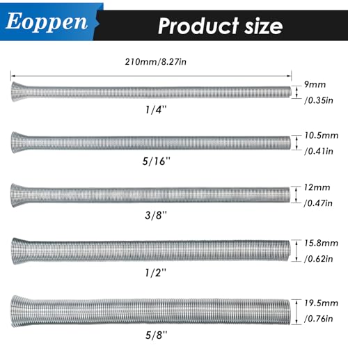 Spring Tubing Benders Kit 1/4, 5/16, 3/8, 1/2 and 5/8 Inch 5 in 1 Tube Bender Set for Copper, Brass, Aluminum and Thin Steel Tube