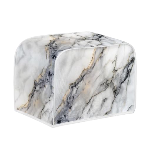 NETILGEN 4 Slice Toaster Dust Cover – Grey White Marble, 12.4 x 10.6 x 8.2 inches