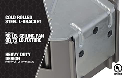 Southwire Electrical Box for Ceiling Fan & Light Fixture - Adjustable Support, Gray - Ceiling / Fan & Fixture