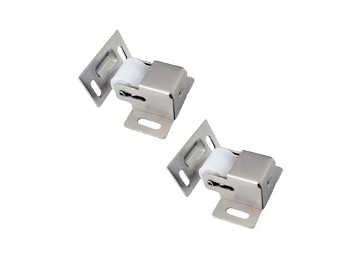 QCAA Heavy Duty Large Jumbo Roller Catch Latch for Closet Doors and Cabinets, Matte Nickel, Made in Taiwan, 2 Pack