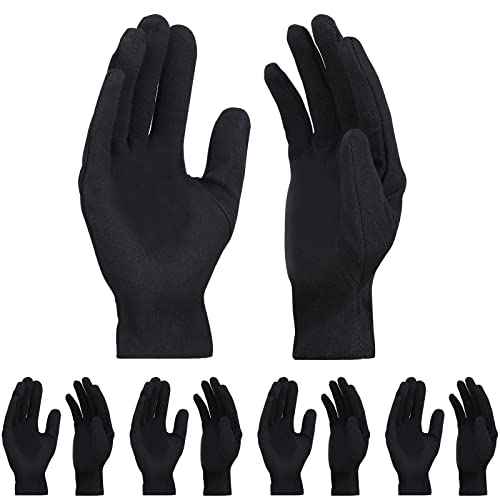 5 Pairs Large Archival Photo Gloves, Black Work Gloves For Handling Art Working Photography Men & Womens Cloth Gloves Liners Bulk for Handling Jewelry, Film, Photo, Coin Metal Inspection