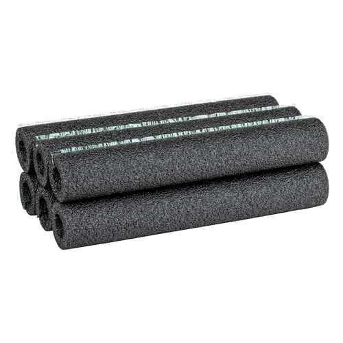 Duck Brand Foam Pipe Covers, Pipe Insulation Foam Tubes for Hot and Cold Water Pipes, Pre Slit and Self Sealing Adhesive Edge, 0.75 in. x 1 Ft., 6 Sticks Per Package, 6 Feet Total, Black