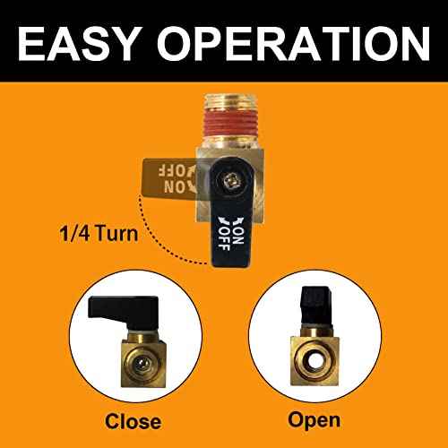 SUNROAD Air Compressor Valve Brass Drain Cock Ball Valve 1/4" NPT Male Thread Air Compressor Accessories 2pcs with Thread Seal Tape with Plastic Case