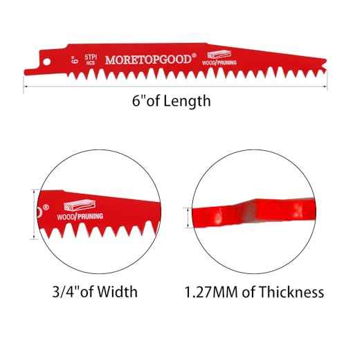 Wood Pruning Reciprocating Saw Blades,6 Inch Saw Blades for Trees Wood Cutting, Wood Saw Blades (5 Pack/5TPI)
