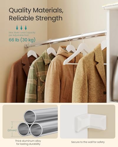 SONGMICS Customizable Walk-In Closet System 6.5-10.2 ft Modern Organizer