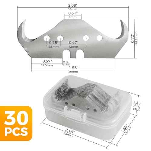 30PCS Utility Hook Blades, SK5 Carbon Steel Super Big Hook Trimming Blades, Safety Horn Knife Blade for Wallpaper, Cutting Carpets, Roofing, Industry Materials