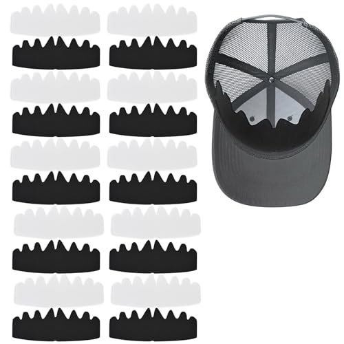 20 PCS Baseball Caps Inserts, Felt Reusable & Washable hat liners sweat protection,sweat liners for baseball caps,hat shaper, hat insert to keep shape, golf hat sweat liner(Black & White)