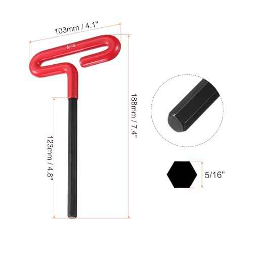 HARFINGTON T Handle Hex Key Wrench 5/16" SAE Long T-Key Hexagon Wrenches Spanner Repair Tool with Cushion Grip