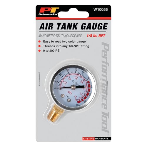 Performance Tool W10055 Air Tank Pressure Gauge 0-200 PSI - Bottom Mount Replacement