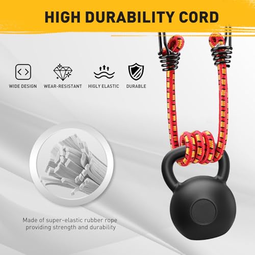ELEAD 18" Red Heavy Duty Bungee Cords with Hooks - 10 Pack for Camping, Kayaking, Garage