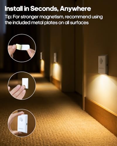 GOODEA Rechargeable Magnetic Night Light 2-Pack Warm White 3000K Motion Sensor