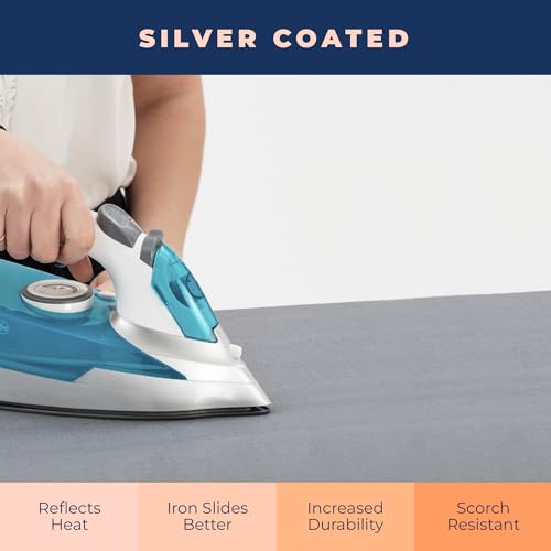 Happhom 15x54 Inch Ironing Board Cover and Pad Extra Thick 4-Layer, Gray (Heat, Scorch & Stain Resistant)
