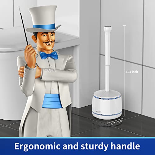 MR.SIGA White Heavy Duty Toilet Plunger with Holder - Space-Saving Bathroom Tool
