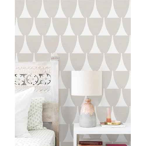 MelunMer Taupe Geometric Peel and Stick Wallpaper Boho Contact Paper Modern Self Adhesive Removable Wallpaper for Bathroom Waterproof Drawers Contact Paper for Cabinets Bedroom Wall Decor 17.3"¡¿78.7"