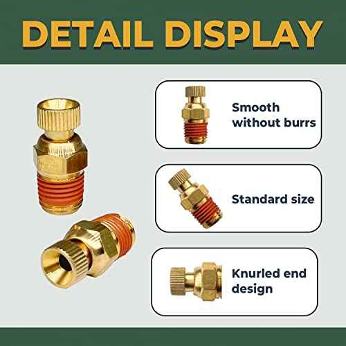 Air Compressor Tank Drain Cock, LIONMAX 1/4'' NPT Brass Tank Drain Valve Replacement Part, 2 PCS