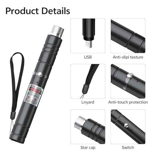 [Professional] Rechargeable Green Laser Pointer High Power Green Beam Light Long Distance Range for TV/LED/LCD Screens Tactical Flashlights Presentation Office/Classroom/Outdoors [202] (1)