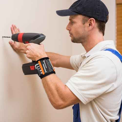 Tmacker Stocking Stuffers Magnetic Wristband for Tools Holding Screws Nail Drill Bits-Adjustable Velcro Strap Breathable for Men Dad Husband Father Grandpa DIY Handyman Gifts for Christmas Birthday