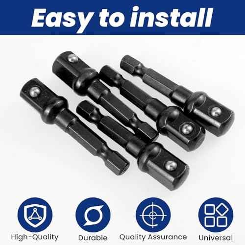 3/8 Impact Socket Adapter Set, 5PCS Black Drill Sockets Adapter 1/4 to 3/8 Drive Adapters Kit for Impact Driver Automotive DIY Extension Socket Bits Handle Nut Driver and Drills(3/8 Square Tip)