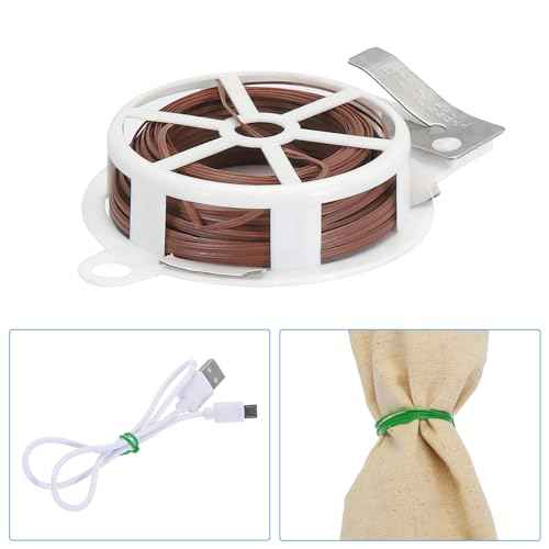 PATIKIL 65ft/20M Twist Ties, 3 Pack PE Garden Plant Ties with Cutter Reusable for Gardening Climbing Vines Office Home Cable Organizing, Brown