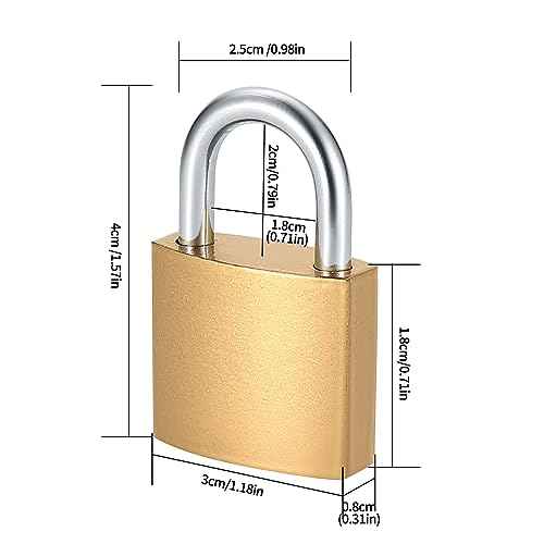 4 Pcs Small Keyed Padlocks with Keys, Pad Locks,Solid Brass Padlock with Key, Lockers Locks with Same Keys for Toolbox, Sheds, Storage Unit, Gym, Fence, Lockers Padlocks