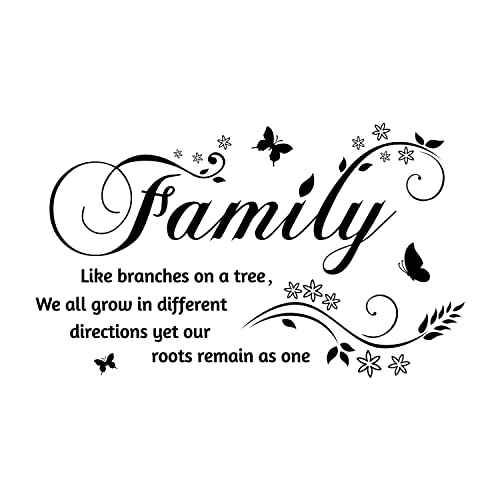 Family Like Branches on a Tree We All Grow in Different Directions Yet Our Roots Remain As One Wall Sticker Removable Home Decor Art Stickers (Family New)