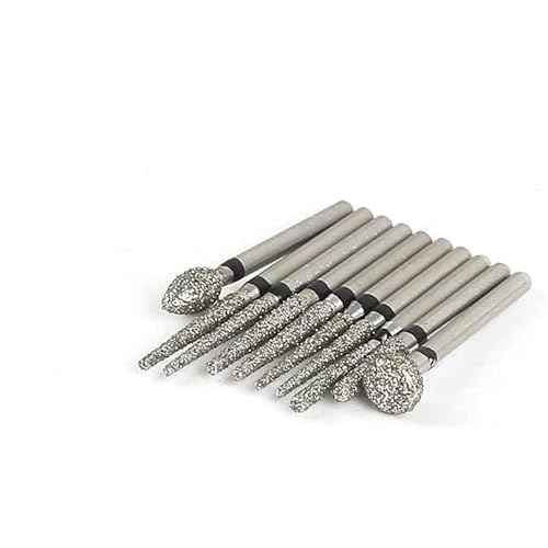 10pcs Diamond Burs FG Diamond Burs, 120 Grit, Medium, Compatible with Angle Grinder, Die Grinder, Flex Shaft Machine