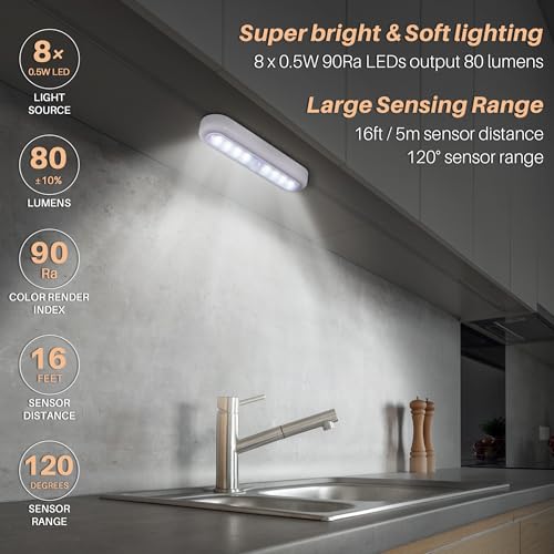 Star-Spangled 7” Motion Sensor Indoor LED Night Lights 3 Pack, Cool White, AAA Battery Powered