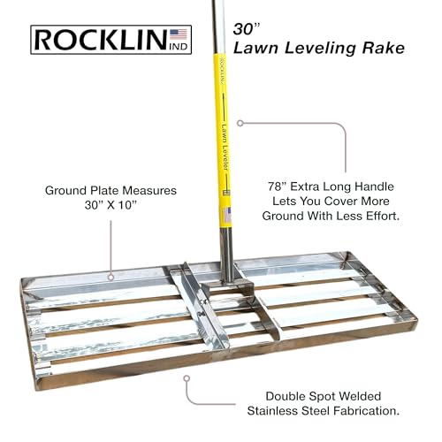 Rocklin® 30-Inch Heavy Duty Lawn Leveling Rake for Soil & Yard Leveling