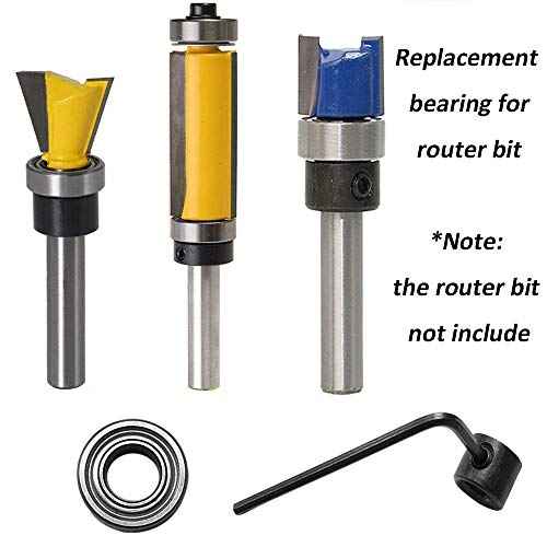 5pc 1/4 inch The Shank with Bearings Accessory Kit Ball Bearing for Router Bit -Interior:6.35MM Outer:12.7MM