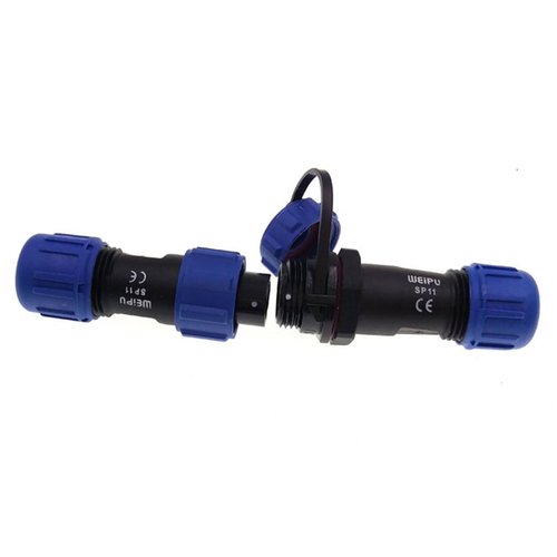 Weipu SP11 Waterproof Electrical Connectors 2pin Male Female Inline Cabel to Cable Power Plug and Socket Set, for ø4-6.5mm Wire Range Power Quick Connectors