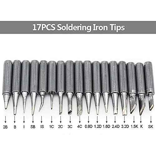 17pcs 900M-T Soldering Iron Tips for Hakko/Radio Shack/TENMA/ATTEN/Quick/Aoyue/Yihua Solder Station