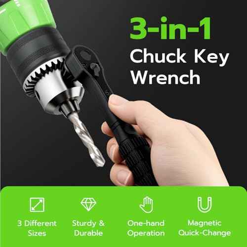 Mcbazel 3-in-1 Ratchet Drill Chuck Key Wrench with 2 Sets Sockets, Universal Ratcheting Chuck Spanner, Replacement Tool for Drill, Compatible with Most Electric Drills and Power Tools