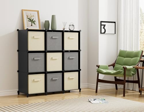 HOMIDEC Large Black 9-Cube Closet Organizer Storage Shelf - Sturdy & Space-Saving