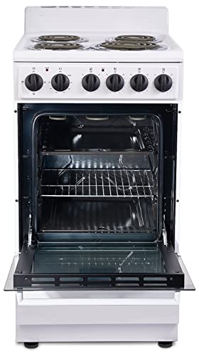 White 20-Inch Premium Levella Electric Range with 4 Coil Burners & 2.2 Cu Ft Oven