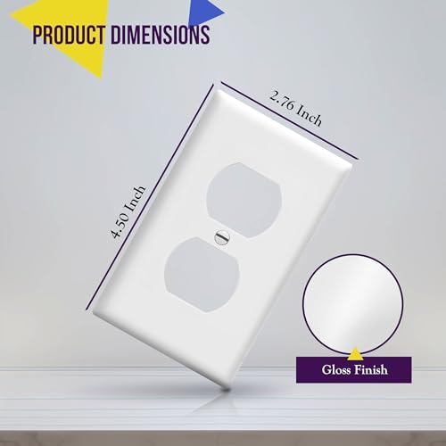 ENERLITES White Wall Plate Outlet Cover Pack of 10 - Standard Size, Durable & Easy Install