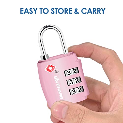 GIVERARE 2 Pack TSA Approved Combination Luggage Locks Black+Pink