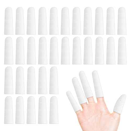 200 pcs Cotton Finger Cots - Cloth Finger Cots Finger Toe Sleeves Fingertips Protective Cover, White Finger Cots Finger Protectors, Thumb Protector for Finger Tips Comfortable and Breathable(White)