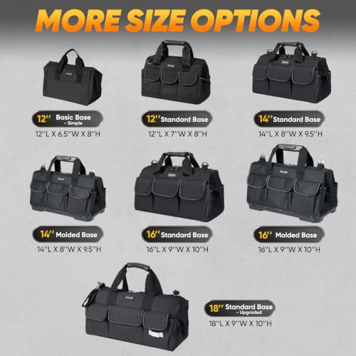 TICONN 12-Inch Heavy Duty Tool Bag Organizer with Reinforced Base & Shoulder Strap