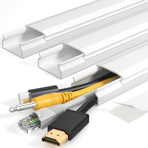Yecaye Wall-Mounted TV Cord Cover, 42in White Cable Hider with Easy Installation