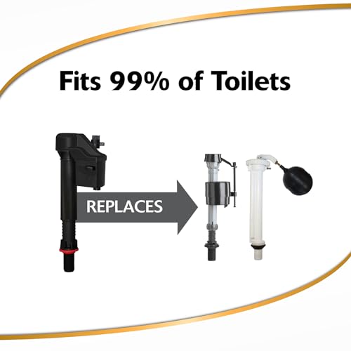 Korky QuietFILL 2X Long Life Toilet Fill Valve - Universal Fits 99% of Toilets - Easy Height Adjust for Fast Install, 528X