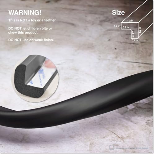 Roving Cove Onyx Black 6ft Heavy-Duty Rubber Edge Protector for Furniture & Fireplace