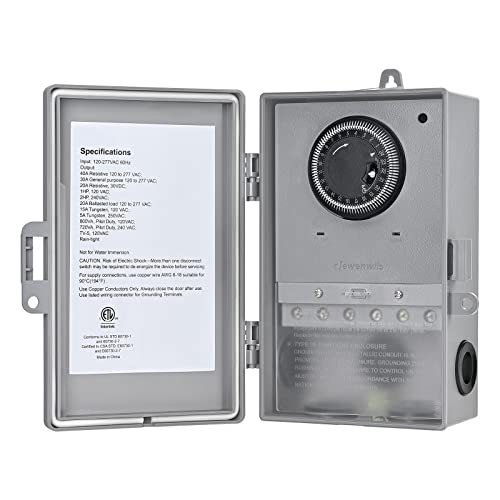 Dewenwils Outdoor Pool Pump Timer 2HP 40A Mechanical Water Timer Box