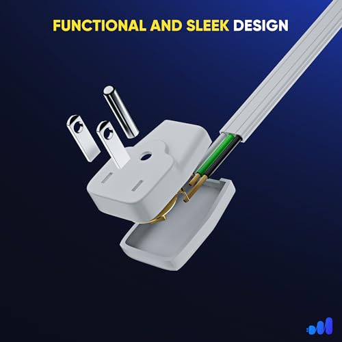 Maximm 4 Ft White 14/3 UL Flat Plug Extension Cord - 1 Outlet