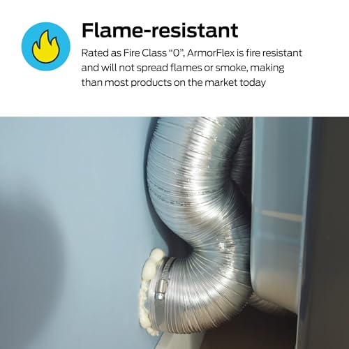 Eastman ArmorFlex 8 ft Dryer Vent, Semi-Rigid Aluminum Duct with Clamps - 69028