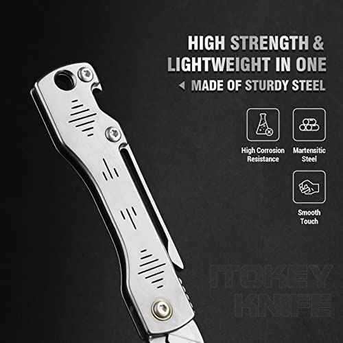Folding Scalpel Knife, Scalpel Pocket Knife, Scalpels Surgical with 10pcs #23 Replaceable Razor Blades, Bottle Opener - Bread Lame Dough Scoring Tool, EDC Utility Knives, Small Keychain Knives for Men Outdoor Skinning