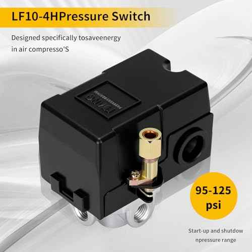 LF10-4H Air Compressor Pressure Switch Control NPT1/4 95-125 PSI 20A 4 Port Air Compressor Pressure Switch