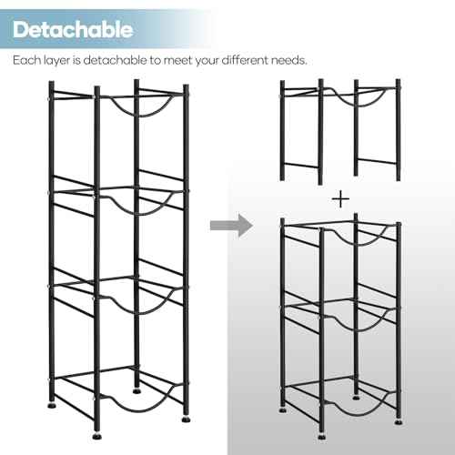SEHERTIWY 5 Gallon Water Cooler Jug Rack, 4 Tier Detachable Water Bottle Storage Rack, Heavy Duty Water Bottle Organization for Home, Office