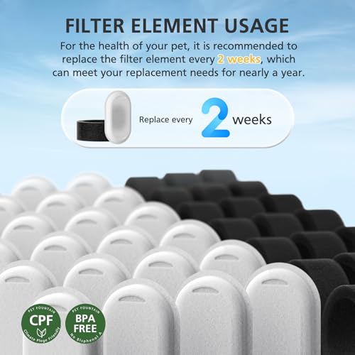 25 Pack Cat Water Fountain Filters for Stainless Steel Dispensers – Includes 25 Sponges