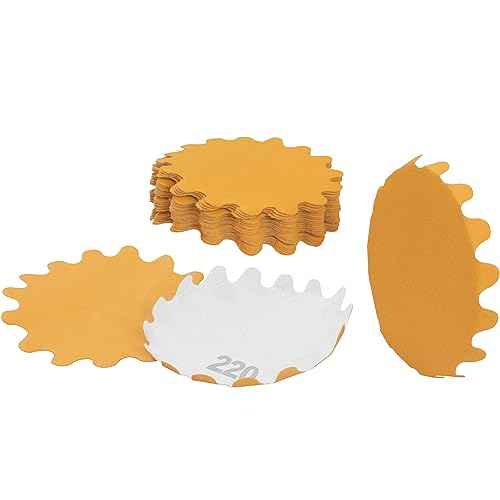 Keystone Flex Edge Gold 3 Inch Hook and Loop Sanding Discs, Wavy Sand Paper for Bowl Sanders and Drill Sanding Attachments, Prevent Shifting, Single Grit - 25 Pack (220 Grit)