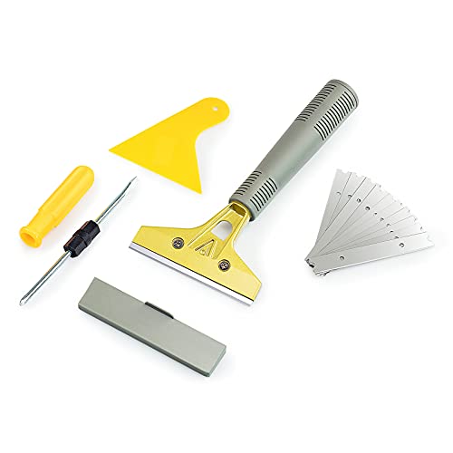 4" Wide Extendable Razor Blade Sticker/Paint Scraper Remover for Window Glass Windshield Tile Granite Wall Cleaning Hand Tool, Gum Cleaning, Stove Cleaner, SCRP-A
